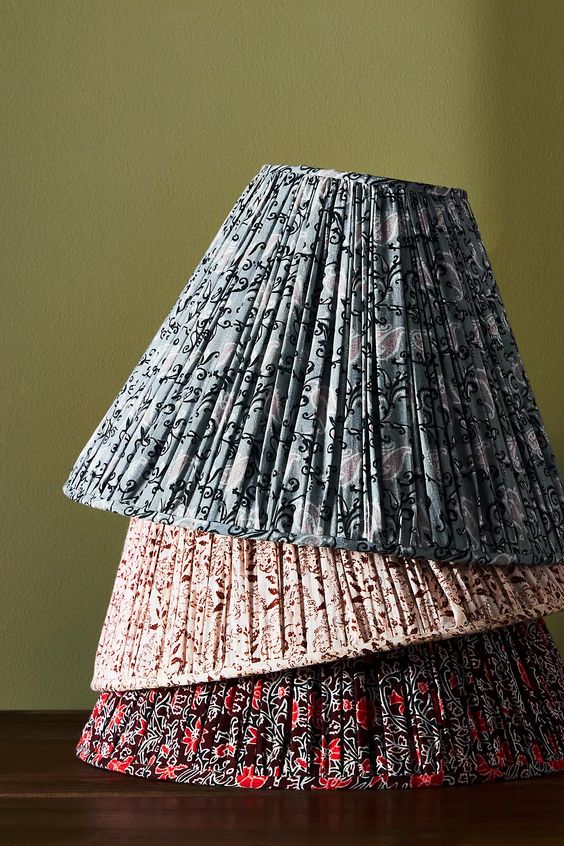 Floral pleated deals lampshade