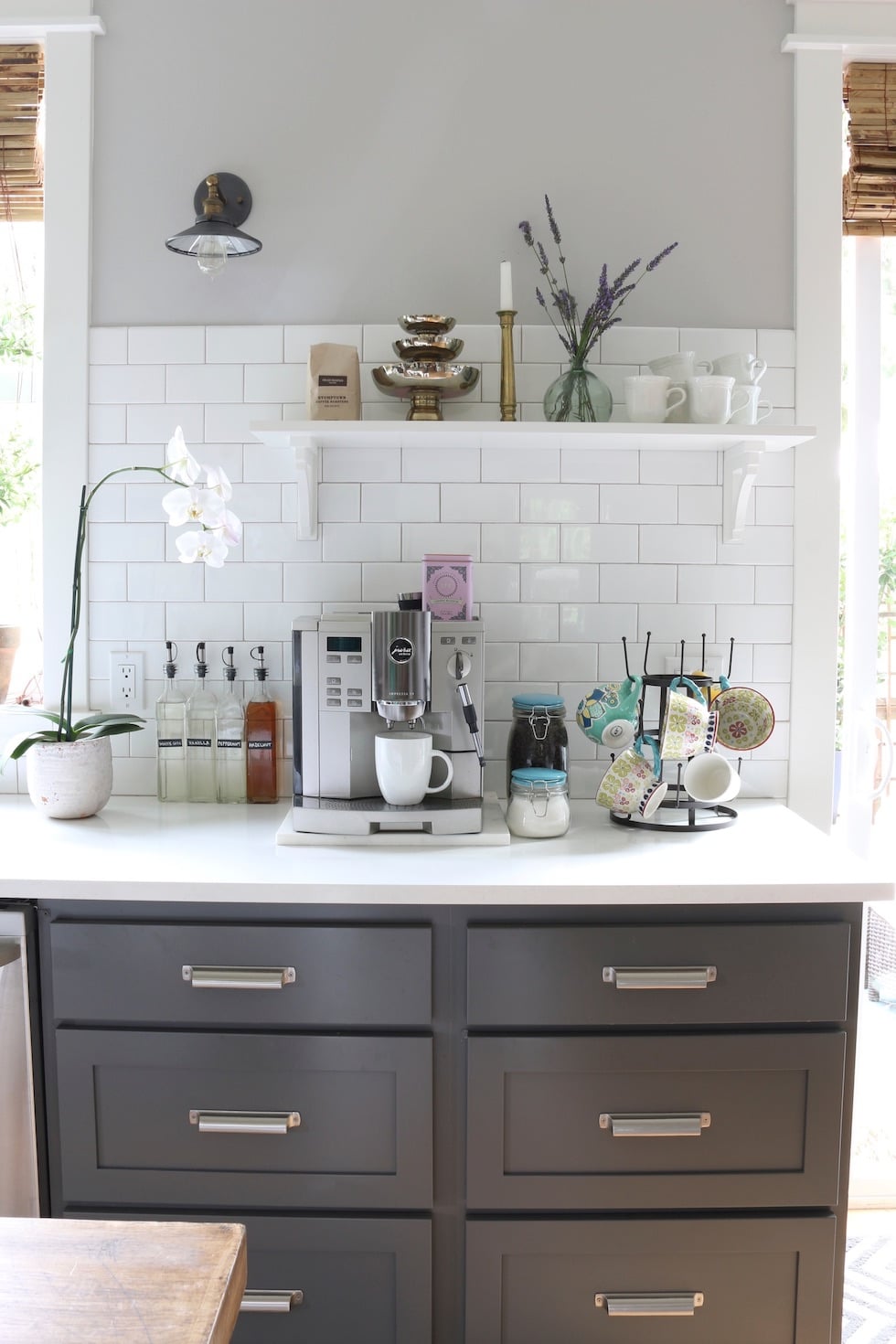 A Peek at Our New Coffee Station Cabinet with Pocket Doors!