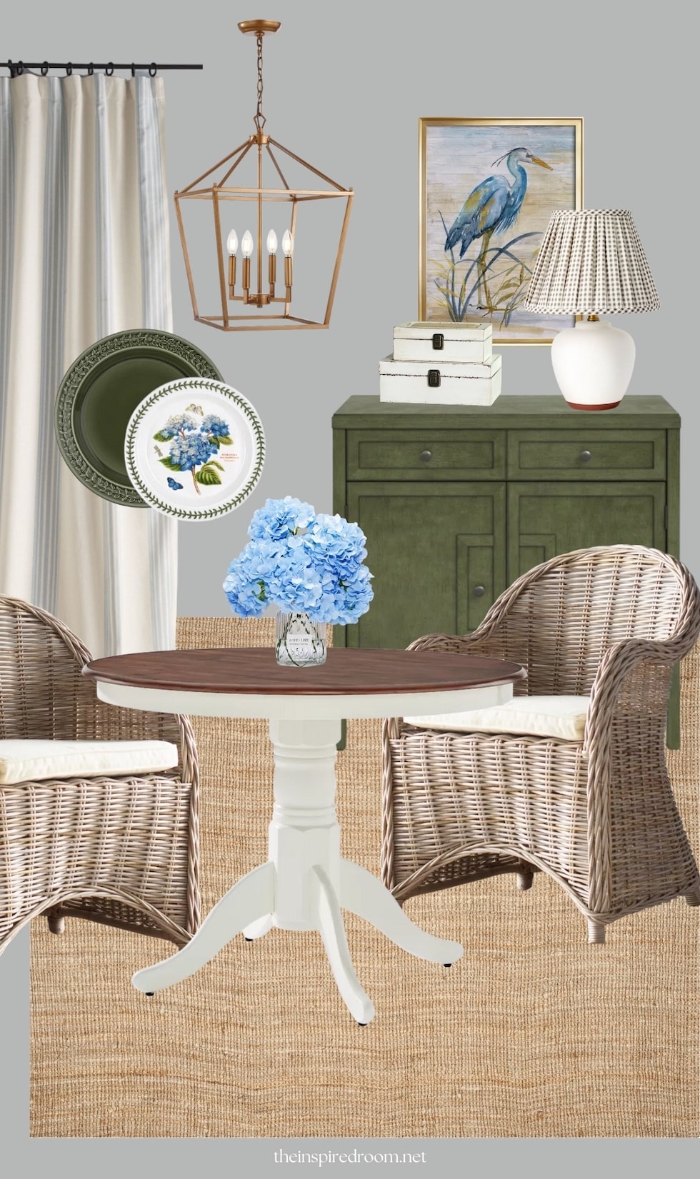 Summer Dining Room Mood Board (Shades of Green, White, and Blue!) – The Inspired Room