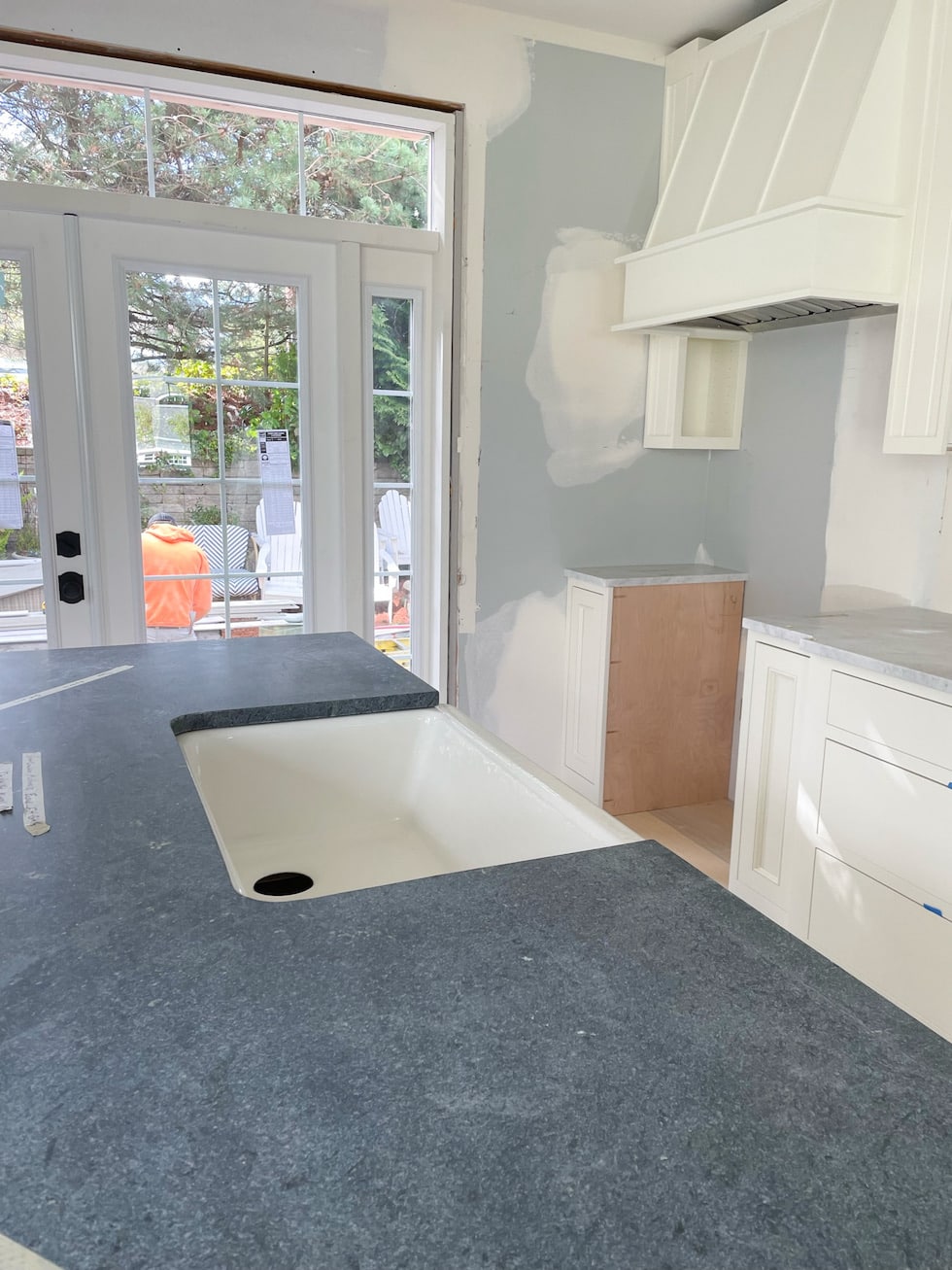 Kitchen Renovation Update: Marble, Soapstone, French Doors and Beadboard!