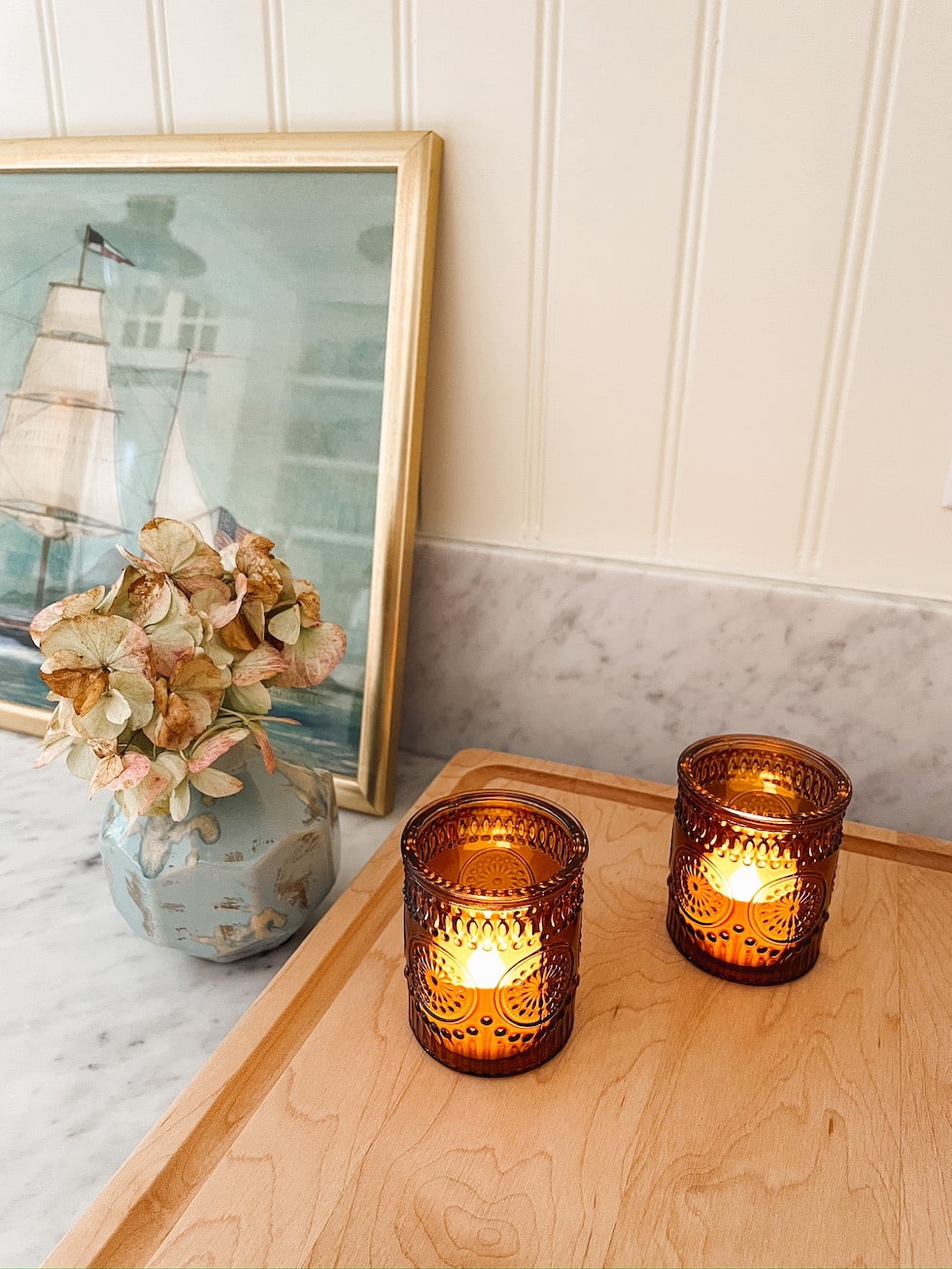 Why I Love Colored Candles in the Fall  (+ My Favorite Colored Battery Operated Candles!)