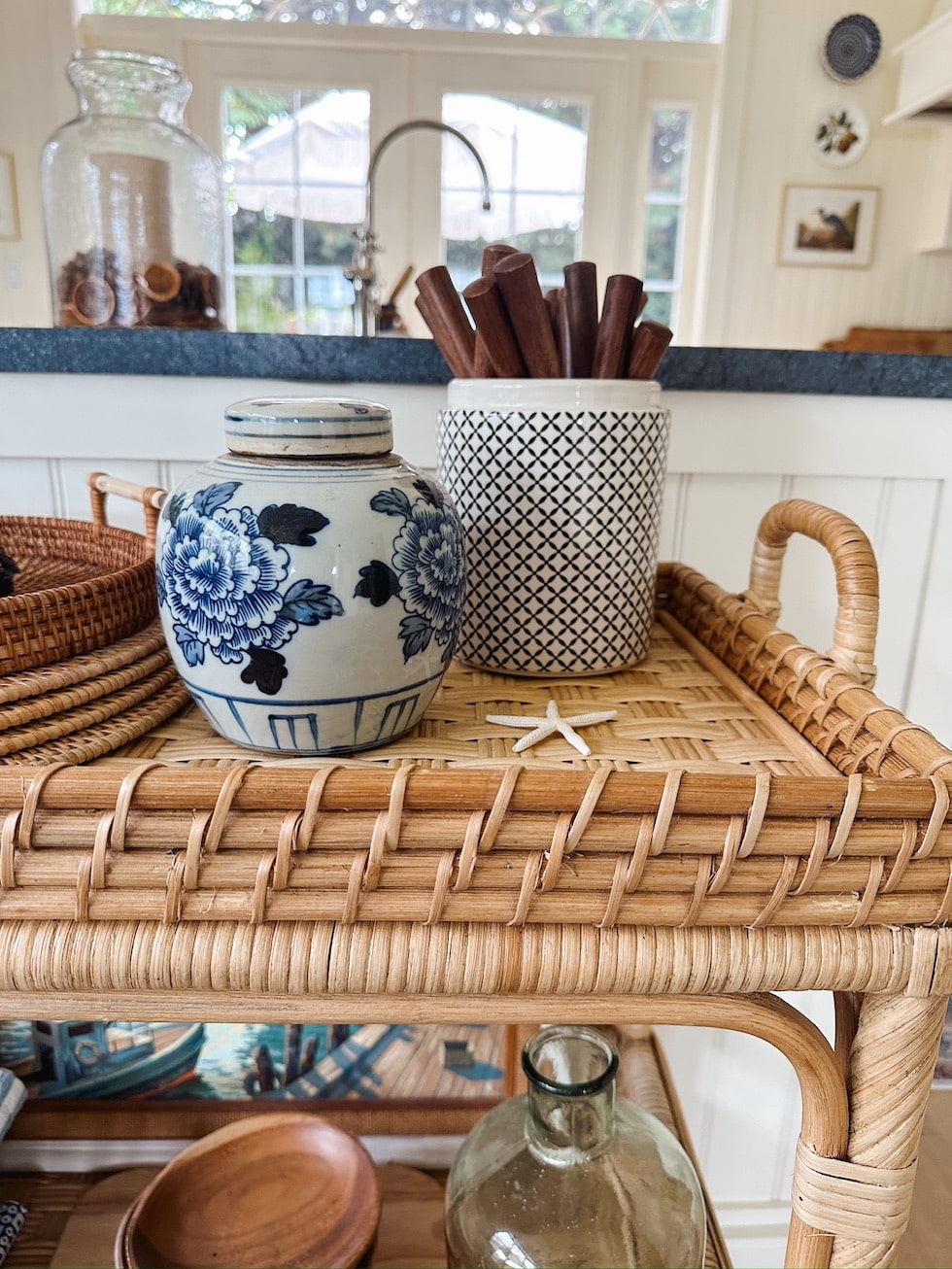 My New Rattan Serving Cart (how I'll use it in my kitchen + why I'm so excited about it!)