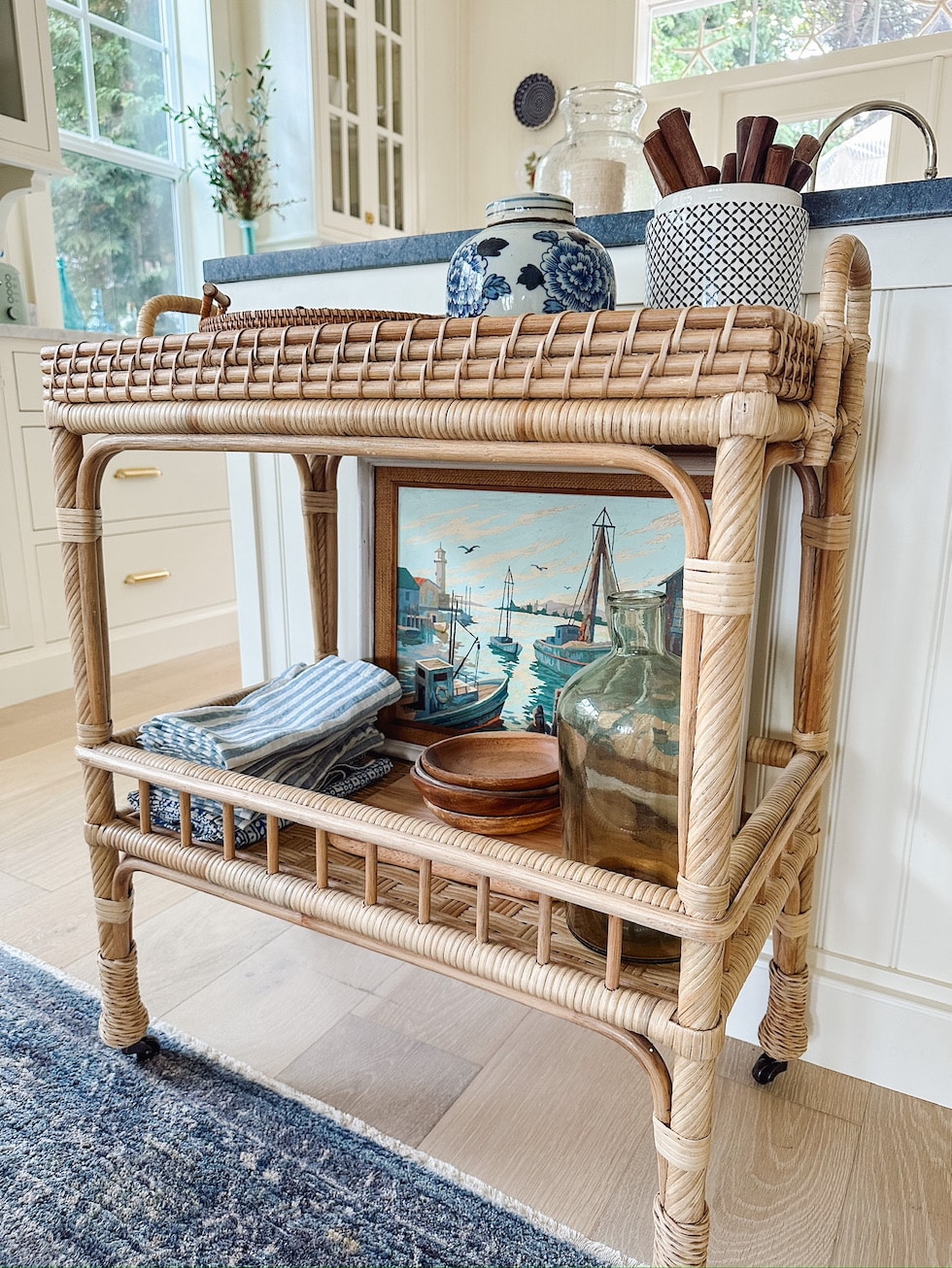 My New Rattan Serving Cart (how I'll use it in my kitchen + why I'm so excited about it!)