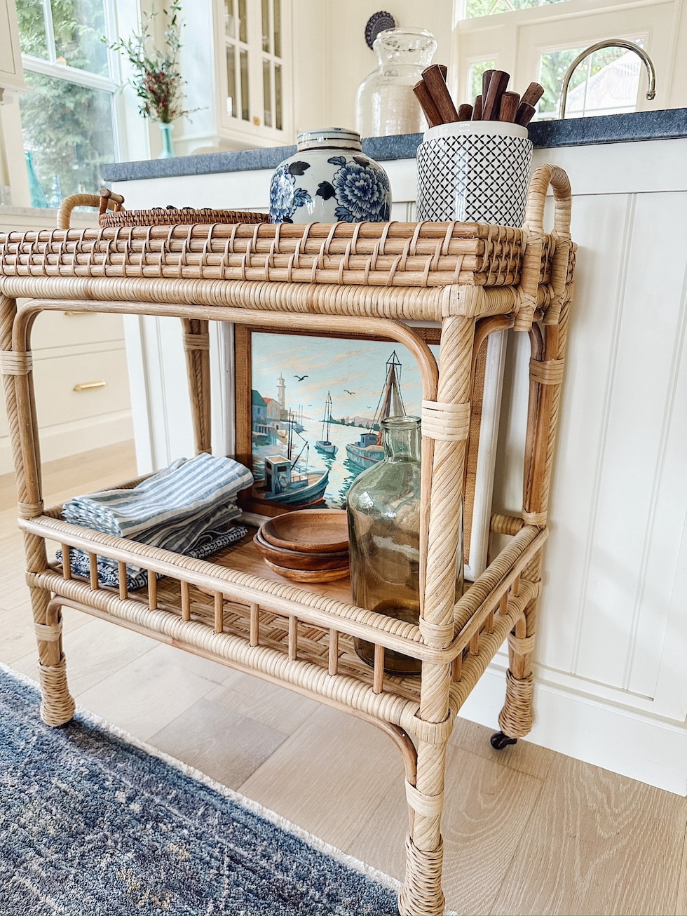 My New Rattan Serving Cart (how I'll use it in my kitchen + why I'm so excited about it!)