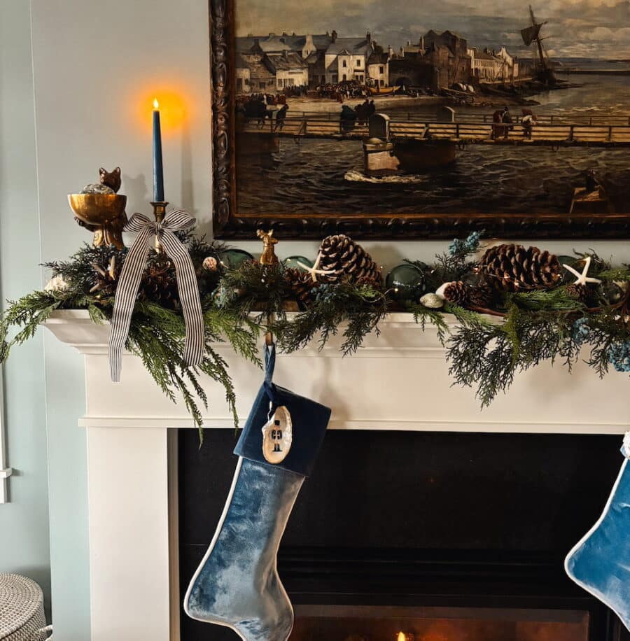 Our Coastal Christmas Mantel