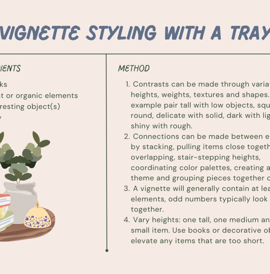 Vignette Styling with a Tray (recipe card and video)