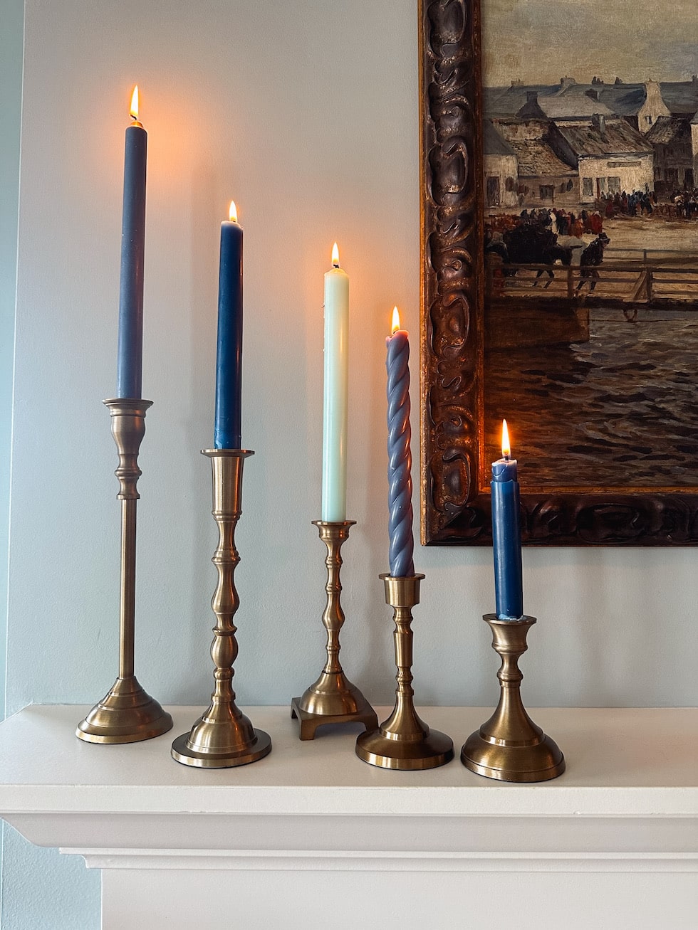 brass candlestick set taper candles inspired room