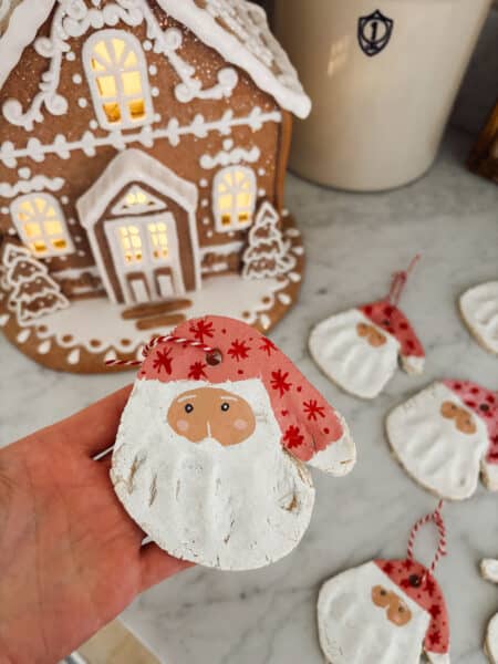 Easy DIY Salt Dough Ornaments: Santa Handprints