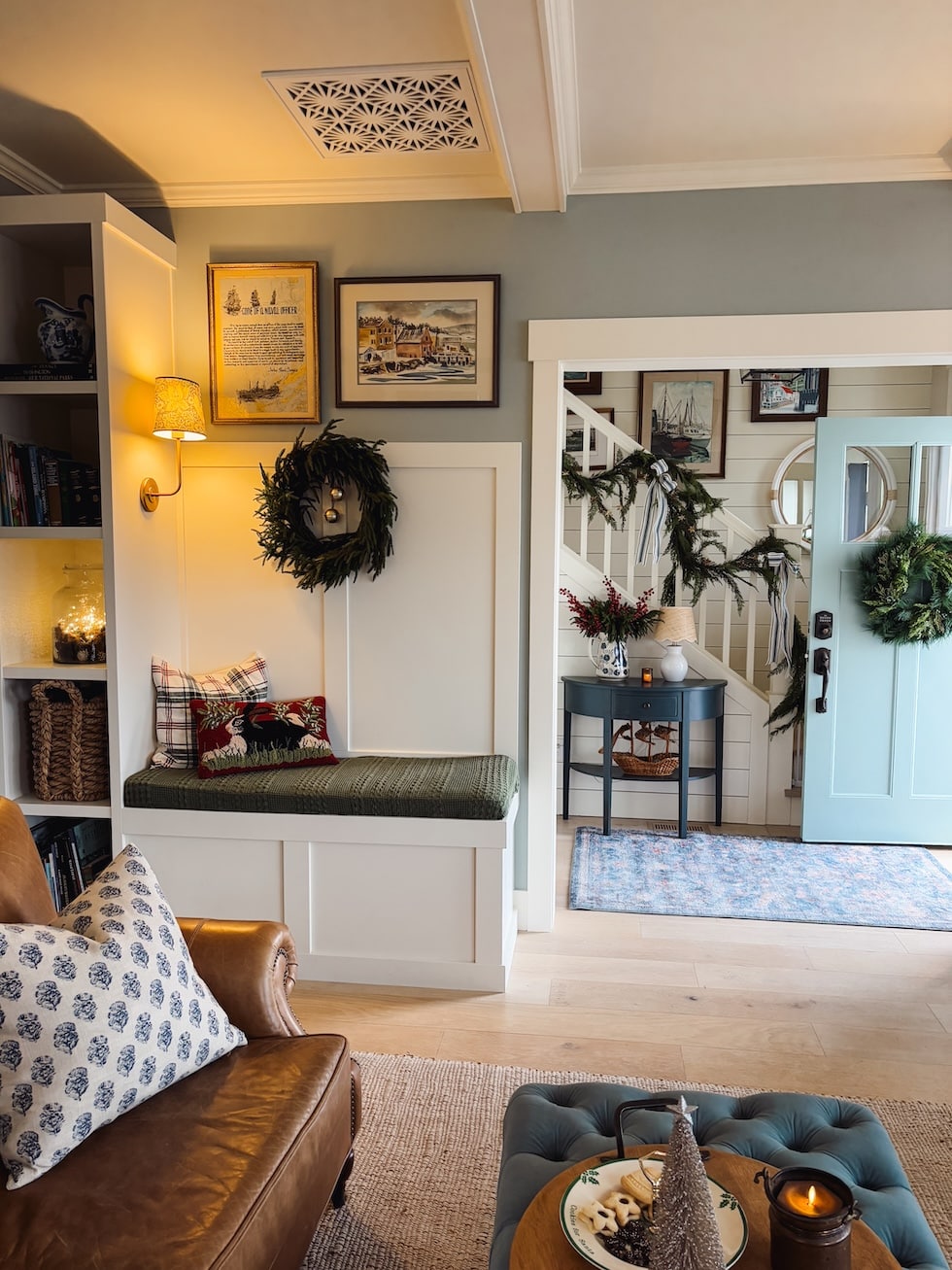 coastal cottage living room entry cozy christmas decorating the inspired room