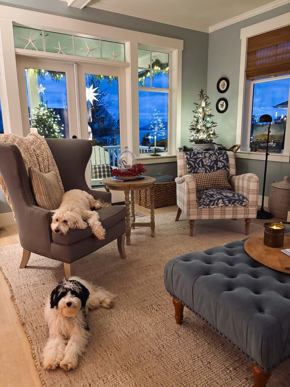 coastal cottage living room simple christmas decorating the inspired room finnegan lily doodles