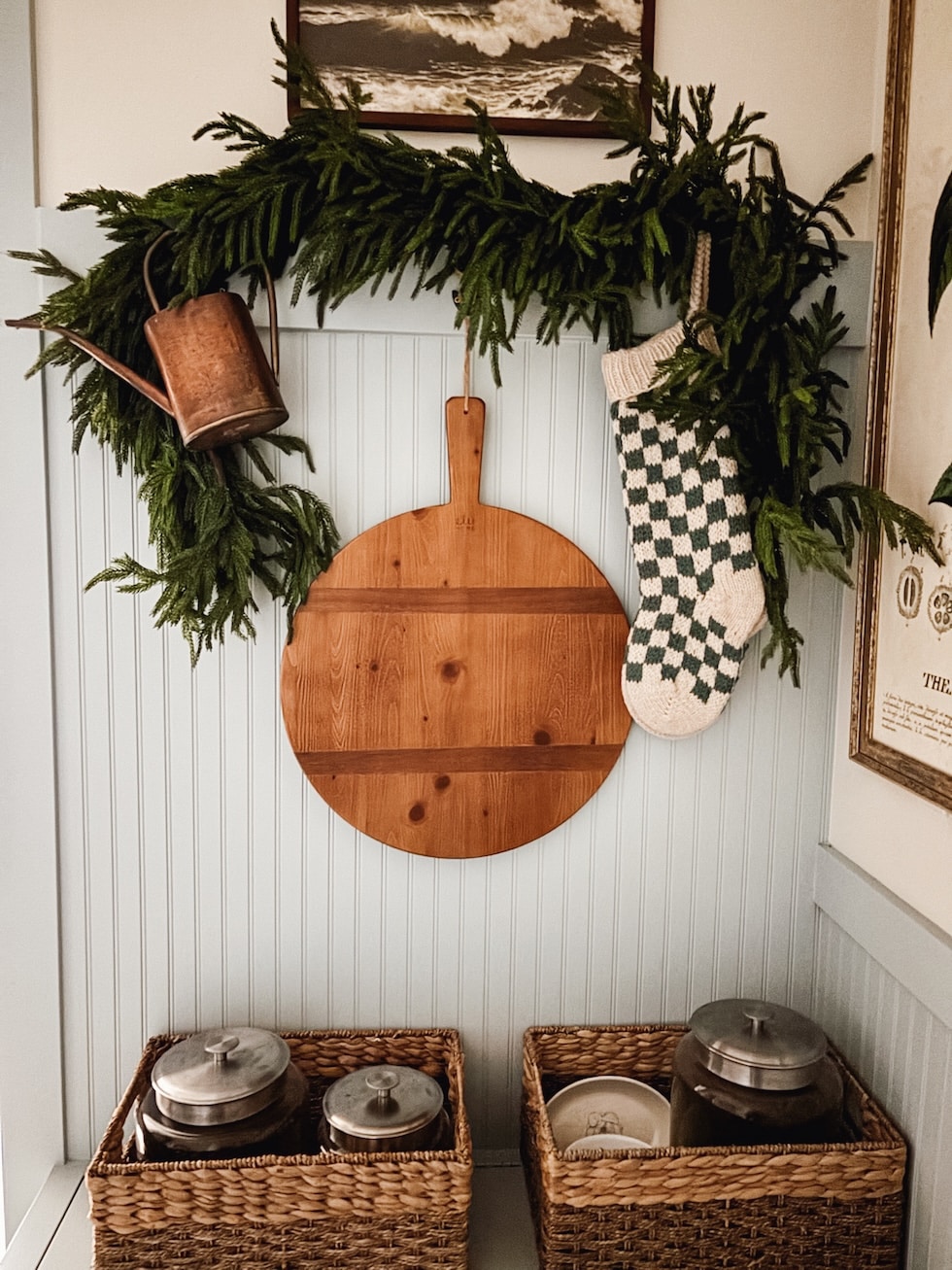 small mudroom pantry cottage style hooks christmas garland the inspired room