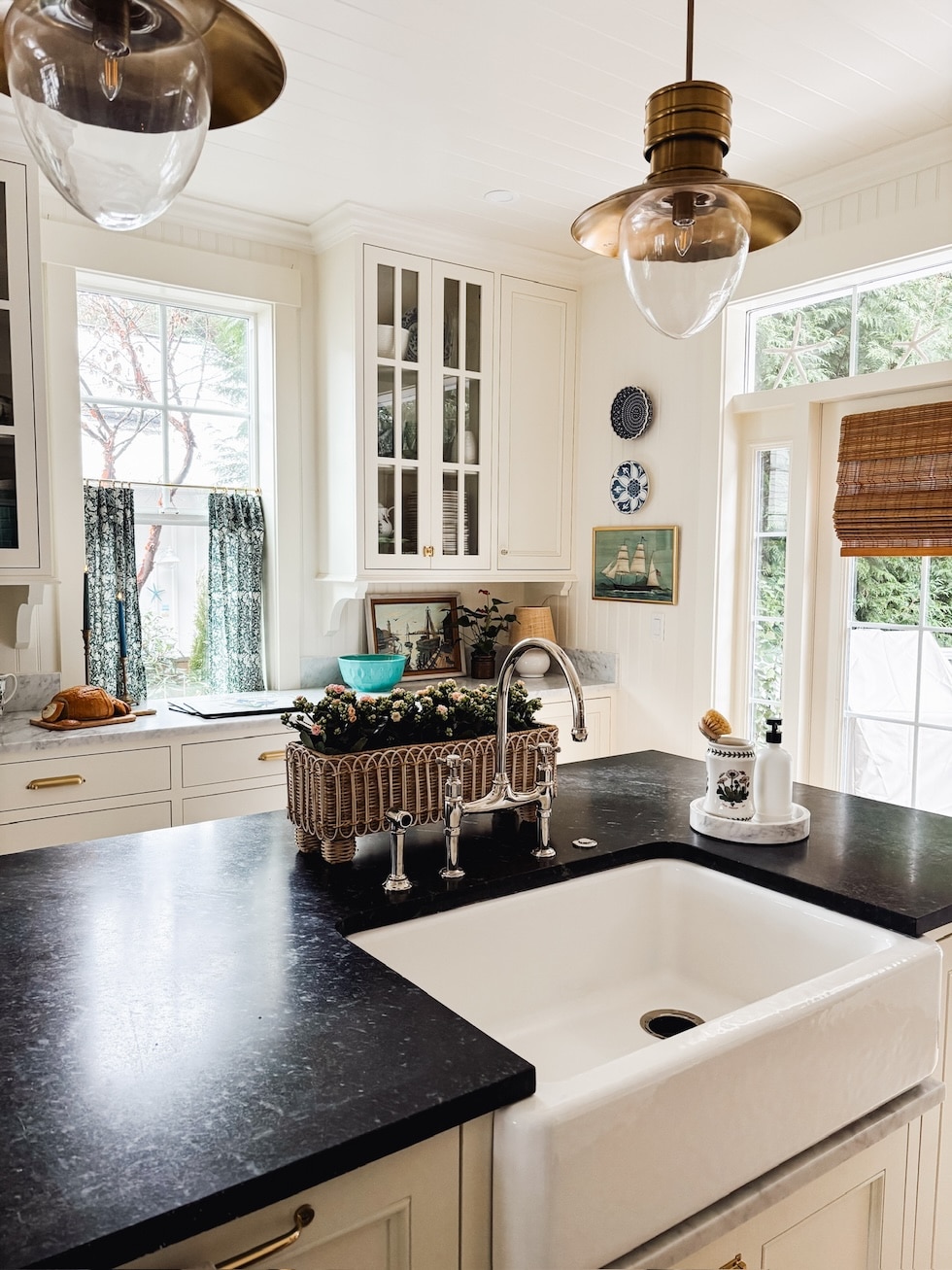 cozy cottage kitchen soapstone cunters farmhouse sink the inspired room