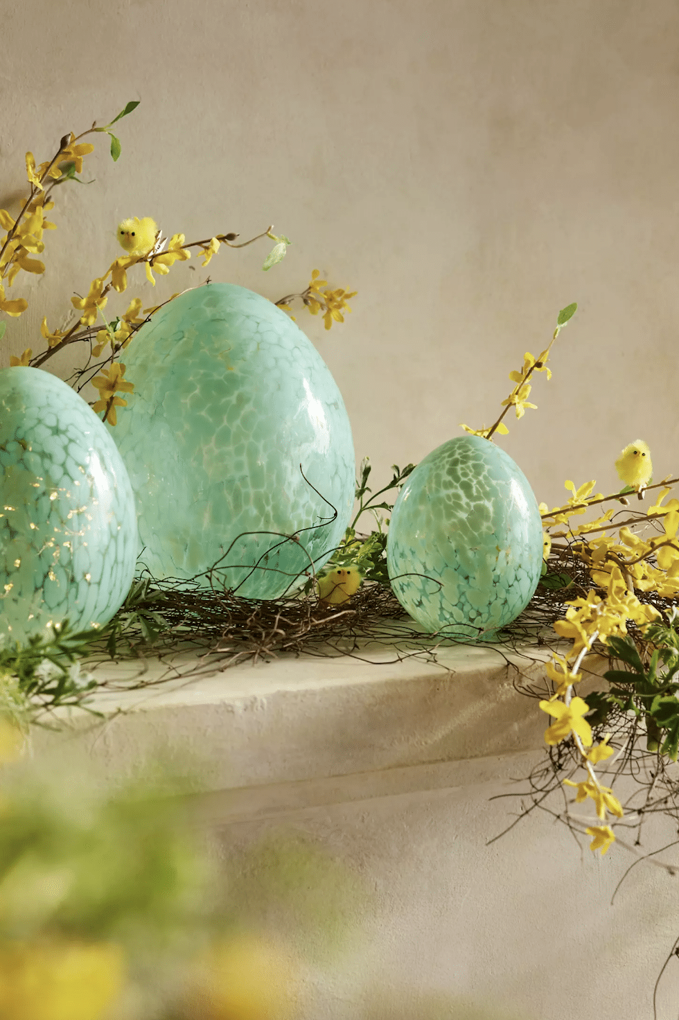 blue glass egg spring decor terrain