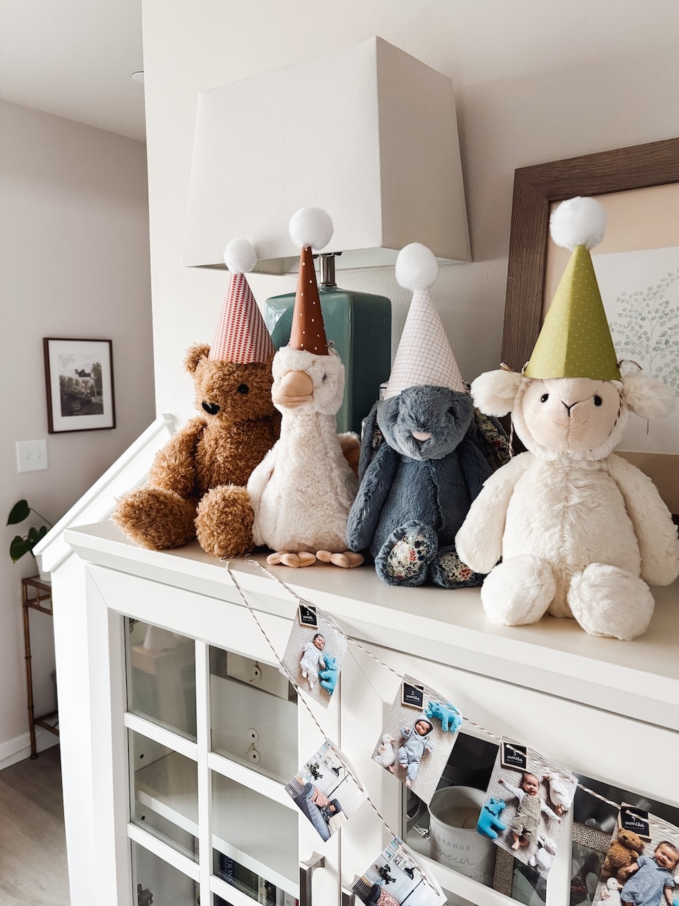 stuffed animal party hats first birthday party ideas the inspired room blog