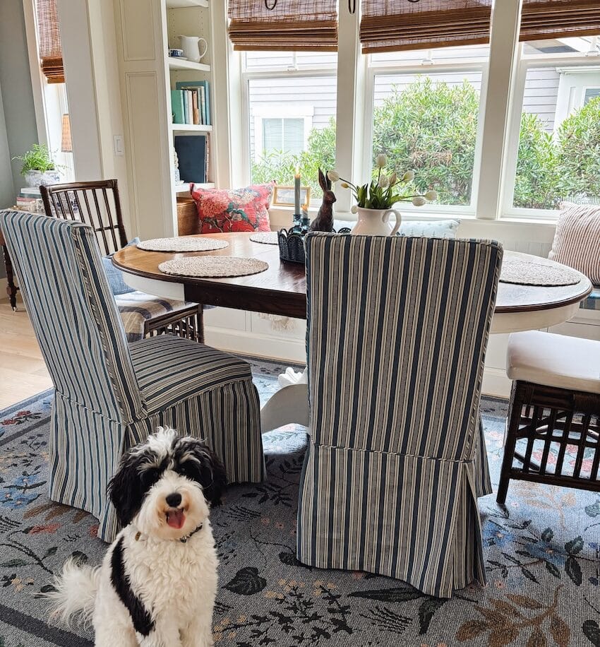 The Tale of Finnegan and the Floral Rug Calamity (+ Get the Look Dining Room)