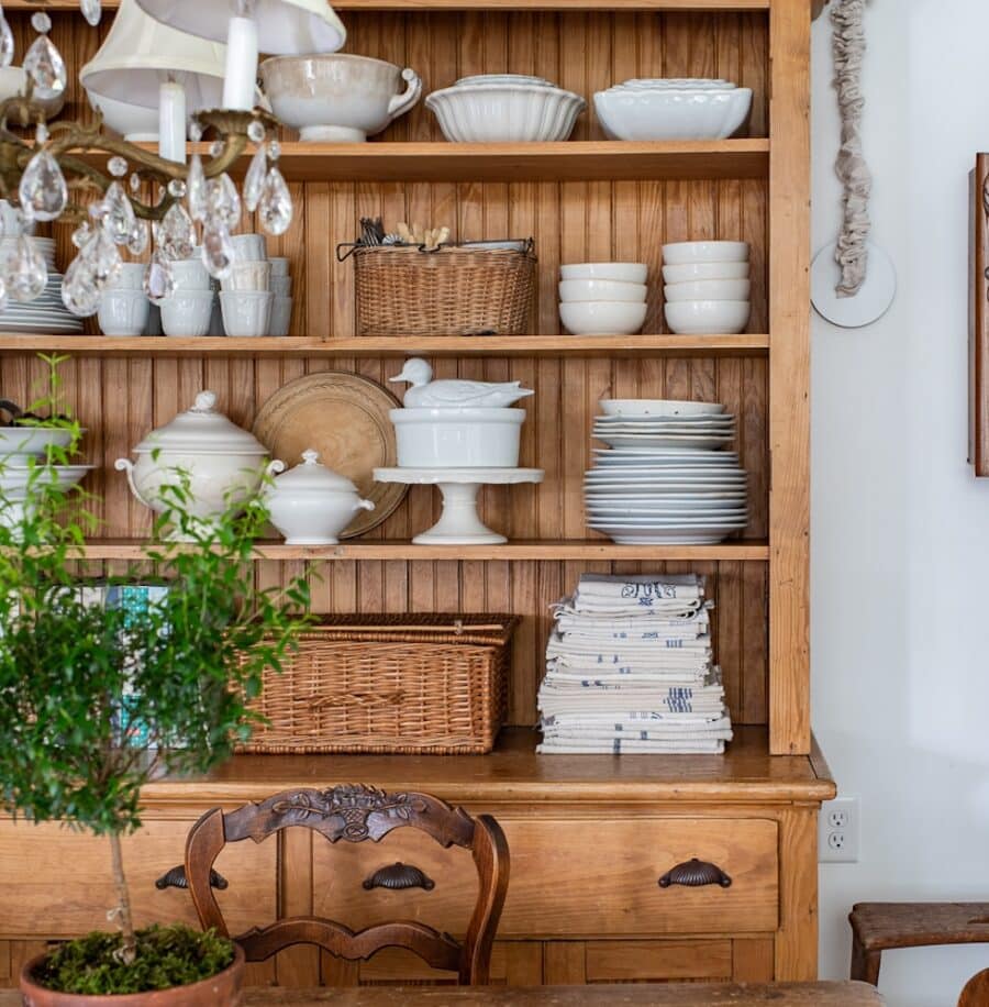 Antique Hutch Decorating: Sunday Strolls & Scrolls