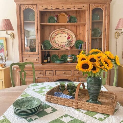 Antique Hutch Decorating: Sunday Strolls & Scrolls - The Inspired Room