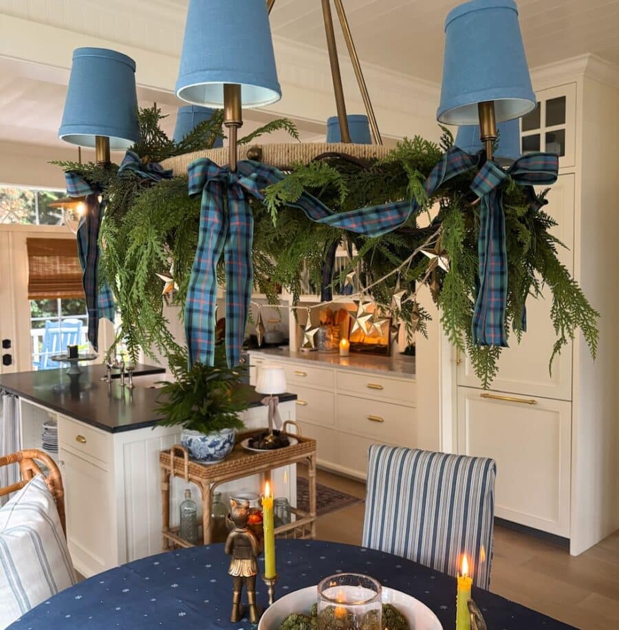 Our Christmas Chandelier + Simple Winter Table (In My Coastal Christmas Dining Room!)