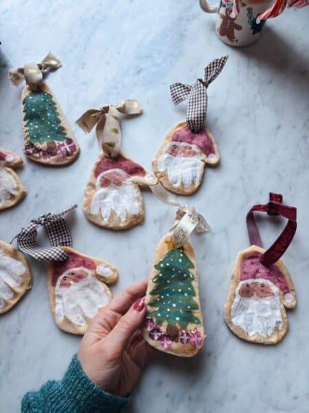 DIY Salt Dough Ornaments: Christmas Tree Footprints & Santa Handprints