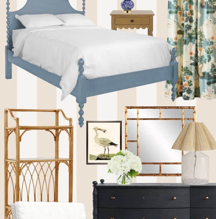 Painted Striped Walls in Our Coastal Cottage Bedroom (Paint Colors + Sources)
